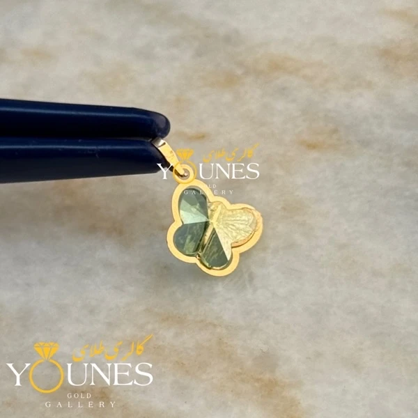 آویز طلا سواروسکی پروانه ای سبز پسته ای